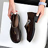 Дизайнерські шоколадні туфлі натуральна шкіра + замша низький хід, фото 2
