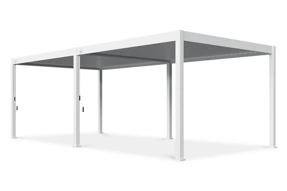 Пергола з металу 3,6x7,2 м Gutroof Deluxe White 26 м2, світлодіодне освітлення, дренаж