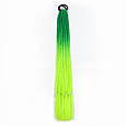 Канекалон на резинці 12шт. кіски зізі В43 зелений салатовий лайм кислотний хвіст афрокоси омбре 60см 50гр у зачіску ZiZi, фото 2
