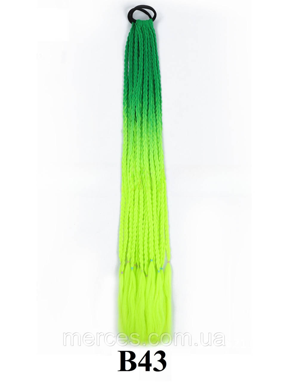 Канекалон на резинці 12шт. кіски зізі В43 зелений салатовий лайм кислотний хвіст афрокоси омбре 60см 50гр у зачіску ZiZi, фото 1