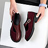 Дизайнерські бордові туфлі натуральна шкіра + замша низький хід, фото 8