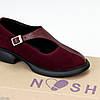 Дизайнерські бордові туфлі натуральна шкіра + замша низький хід, фото 2