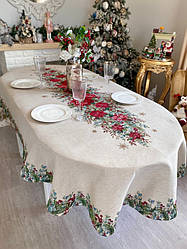 Новорічна скатертина гобеленова на овальний стіл OVAL1391NA