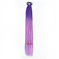 Канекалон на резинці 12шт. кіски зізі В47 фіолетовий світлий бузковий світлий хвіст афрокоси омбре 60см 50гр у зачіску ZiZi, фото 2