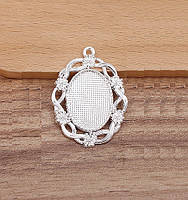 Підвіски під вставку Finding Кулони з основою для кабошона овал 18 мм x 25 мм Сріблястий 44 мм х 33 мм PW0006