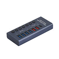Концентратор Digital 7 Port USB 3.0 PD Сірий (HUB985D)