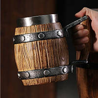 Креативний пивний кухоль-бочка ручної роботи 3D зображення з імітацією Дерев'яної бочки барний пивний кухоль