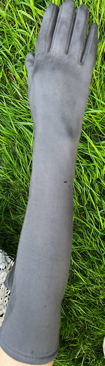 Жіночі замшеві рукавички довгі, фото 1