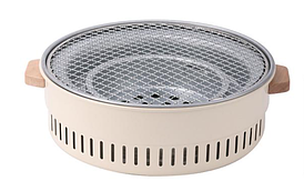 Круглий гриль бездимний з рещіткою 32*32*11.5 см