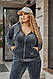 Костюм велюровий жіночий спортивний прогулянковий кофта на блискавці та штани, фото 3