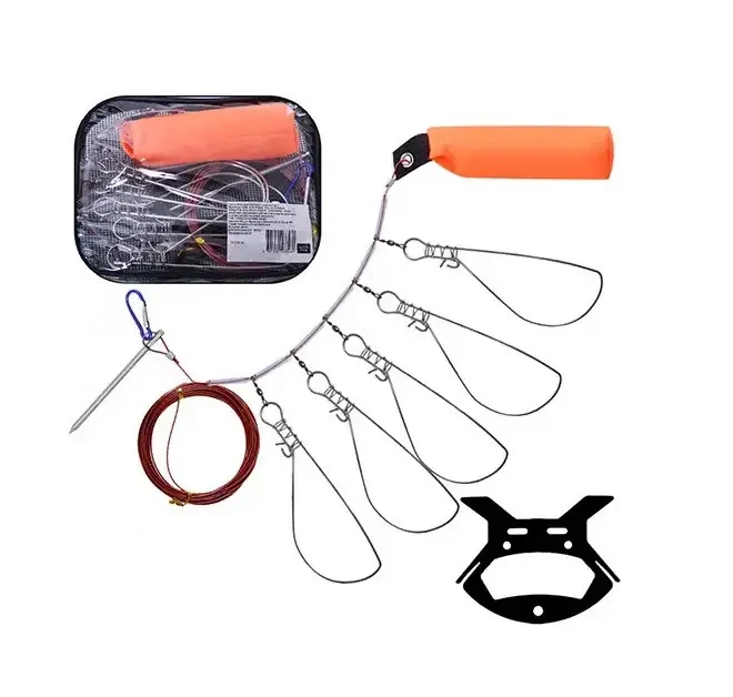 Кукан в сумці, з поплавцем та ручкою, на тросику 3,5м на 5 карабінів, фото 1