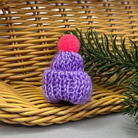 Міні шапочка 35х55 мм, в'язання шапки - бузковий