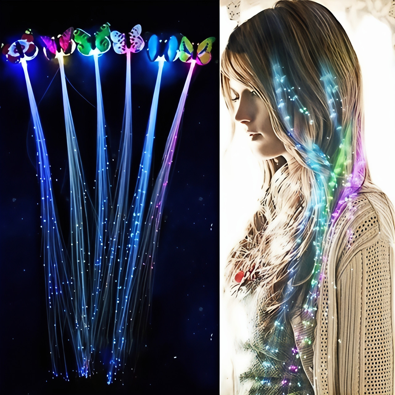 Набір шпильок на волосся з підсвічуванням, шпильки дитячі для волосся "Метелик" 5 шт, фото 1