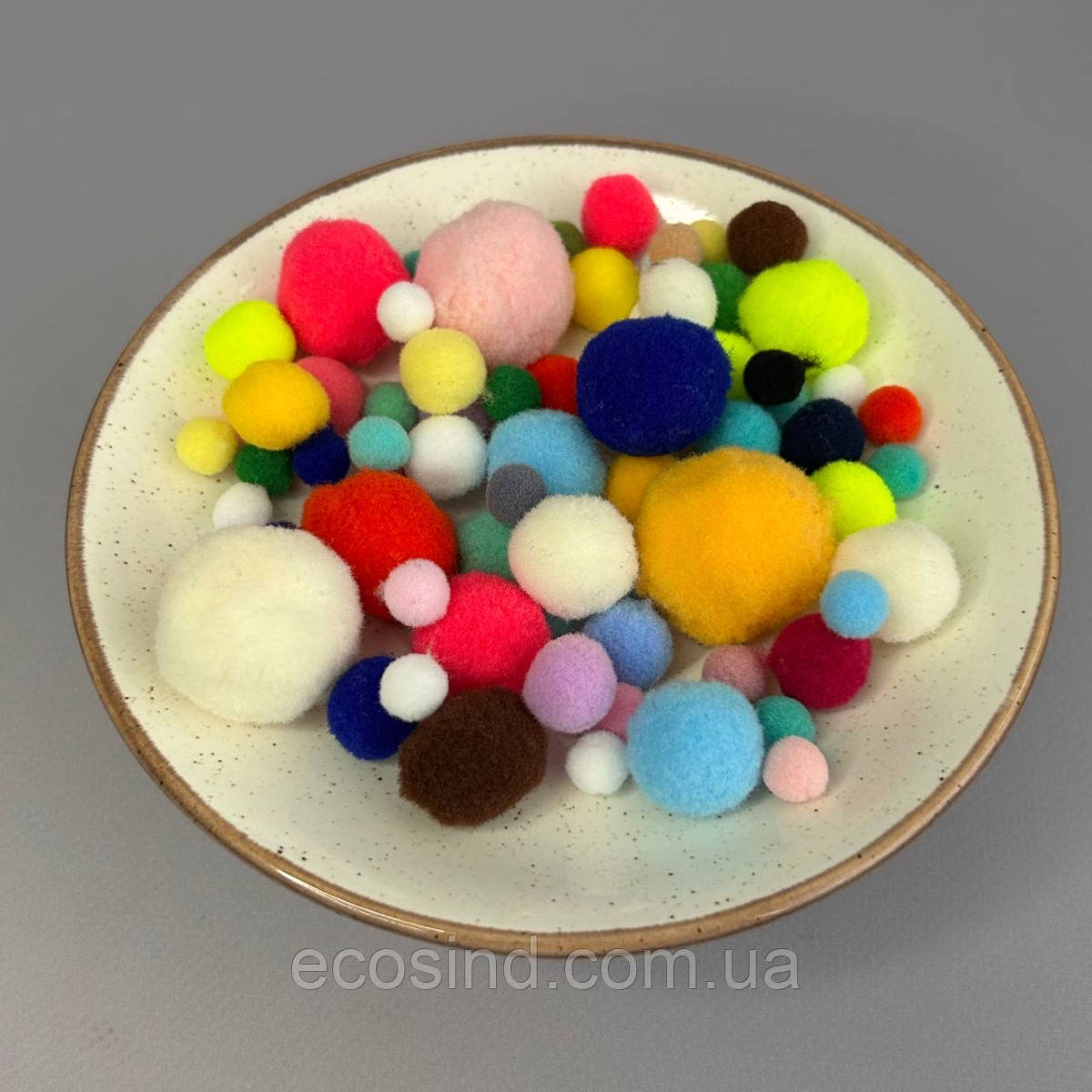 Помпони для творчості 1-3 см, 130 шт/упаковка - кольоровий мікс, фото 1