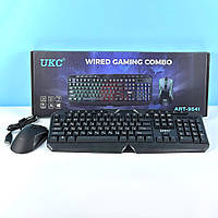 Клавіатура з мишкою UKC 9541 провідна для комп'ютера з підсвічуванням клавіш та мишки