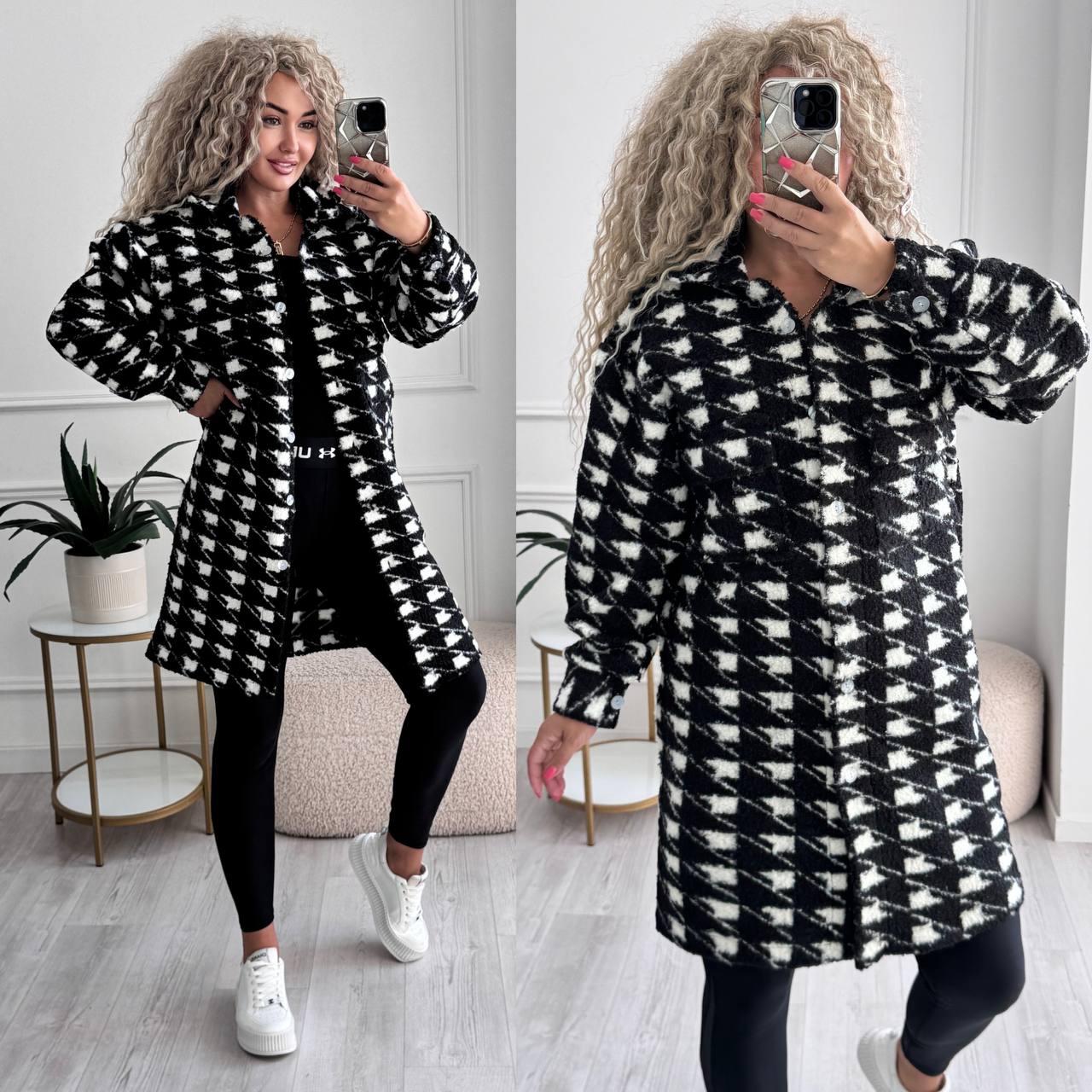 Жіночий теплий базовий осінній подовжений кардиган твід вовна затишний тренч подовжена вовняна сорочка, фото 1