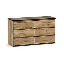 Комод в передпокій, спальню, дитячу 6Ш з ДСП Бруклін Дуб крафт золотий Мебель Сервіс