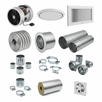 Обладнання та комплектуючі до вентиляції