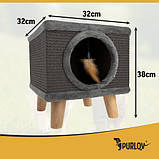 Кігтеточка , будиночок , лежак на ніжках з іграшкою для котів Purlov 26215 Польща, фото 9