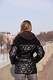 Жіноча комбінована демісезонна куртка К-366 чорний, фото 6