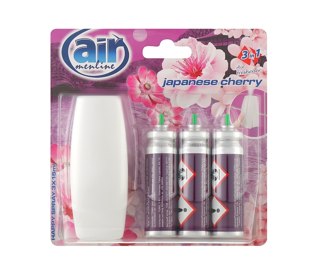 Освіжувач повітря AIR Menline "Японська вишня" з аплікатором, 3×15 мл, фото 1