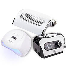 Набір для майстра: фрезер Global Fashion ZS-717, UV/LED-лампа SUN X, витяжка на дві руки Simei 858-5