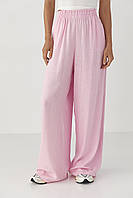 Літні штани на гумці вільного крою — рожевий колір, S (є розміри)