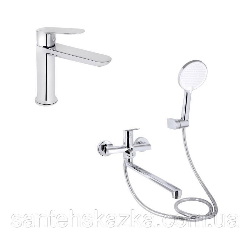 Акційний набір для ванної кімнати Qtap Evia Змішувач для раковини QTEVI2701CRM47576 Chrome+Qtap Evia, фото 1