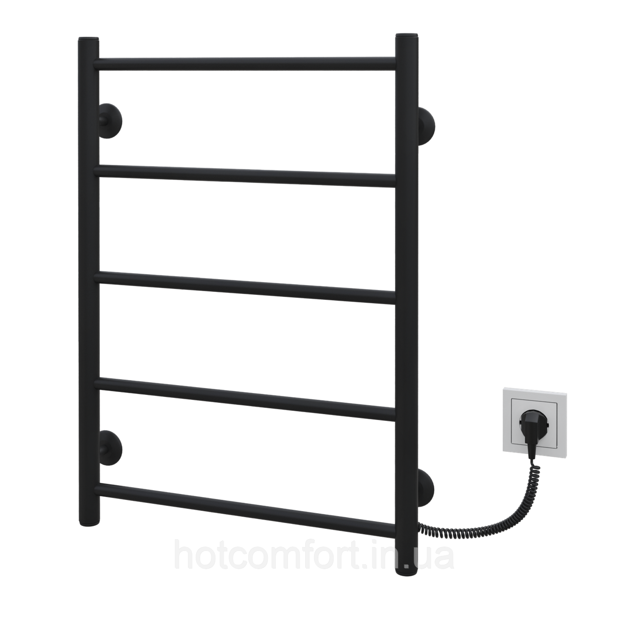 Рушникосушарка Драбинка Пряма 700х500/5 ЕR кноп. чорн.