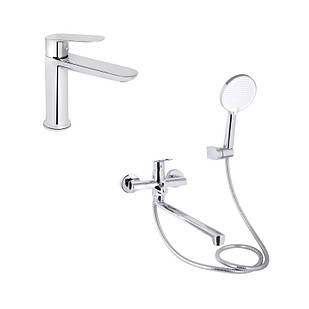 Акційний набір для ванної кімнати Qtap Evia Змішувач для раковини QTEVI2701CRM47576 Chrome+Qtap Evia
