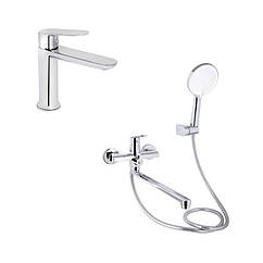 Акційний набір для Ванної кімнати Qtap Evia Змішувач для раковини QTEVI2701CRM47576 Chrome+Qtap Evia Змішувач