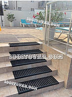 Гумовий килимок Соти на сходи з бортиком 90х30х0,5 см.