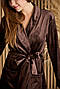 Довгий жіночий халат, велюр плюш, кімоно на запах коричневого кольору, фото 4