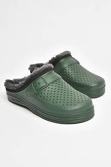 Сабо чоловічі на хутрі зеленого кольору 205240M