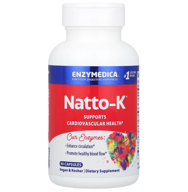 Наттокіназа, Natto-K, Enzymedica, серцево-судинна, 90 капсул, фото 1