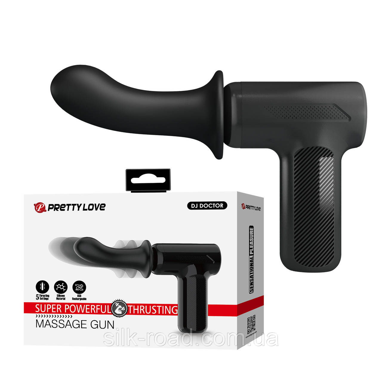 Вібромасажер пістолет Dj Doctor Massage Gun чорний, 12.1 х 3.8