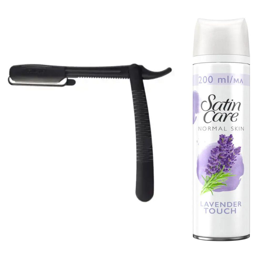 Одноразова небезпечна бритва Gillette Platinum Premium Platinum Blades + гель для гоління Gillette Satin Care Gel Lavender, фото 1
