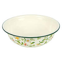 Миска емальована для кухні велика 3 л (30х8см) з квітковим орнаментом