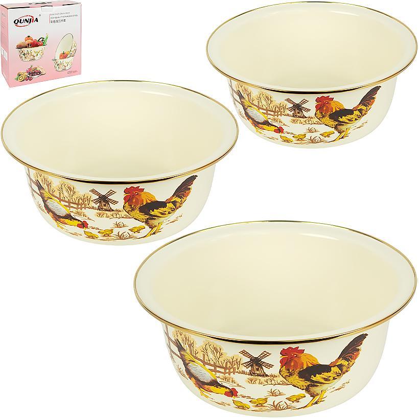 Миска емальована для кухні велика Набір 3 шт - 3 л, 4 л, 6 л. (№-3)