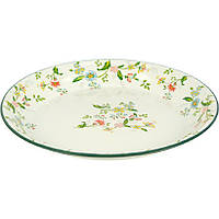 Піднос тарілка емальований з квітковим орнаментом 36 см