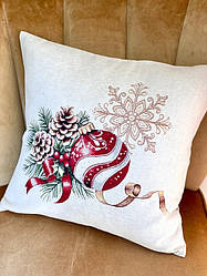 Новорічна наволочка гобеленова 45*45 см G-34278 CO3-NV