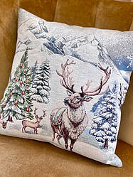 Новорічна наволочка гобеленова 45*45 см G-34398 CO2-NV