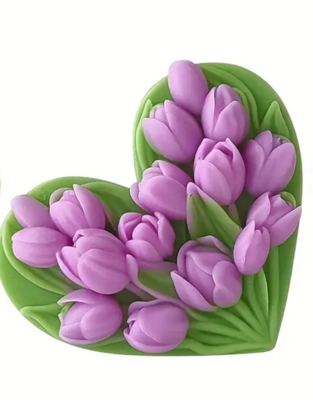 Силіконовий молд Серце з  квітами 7,7х6 см, фото 1