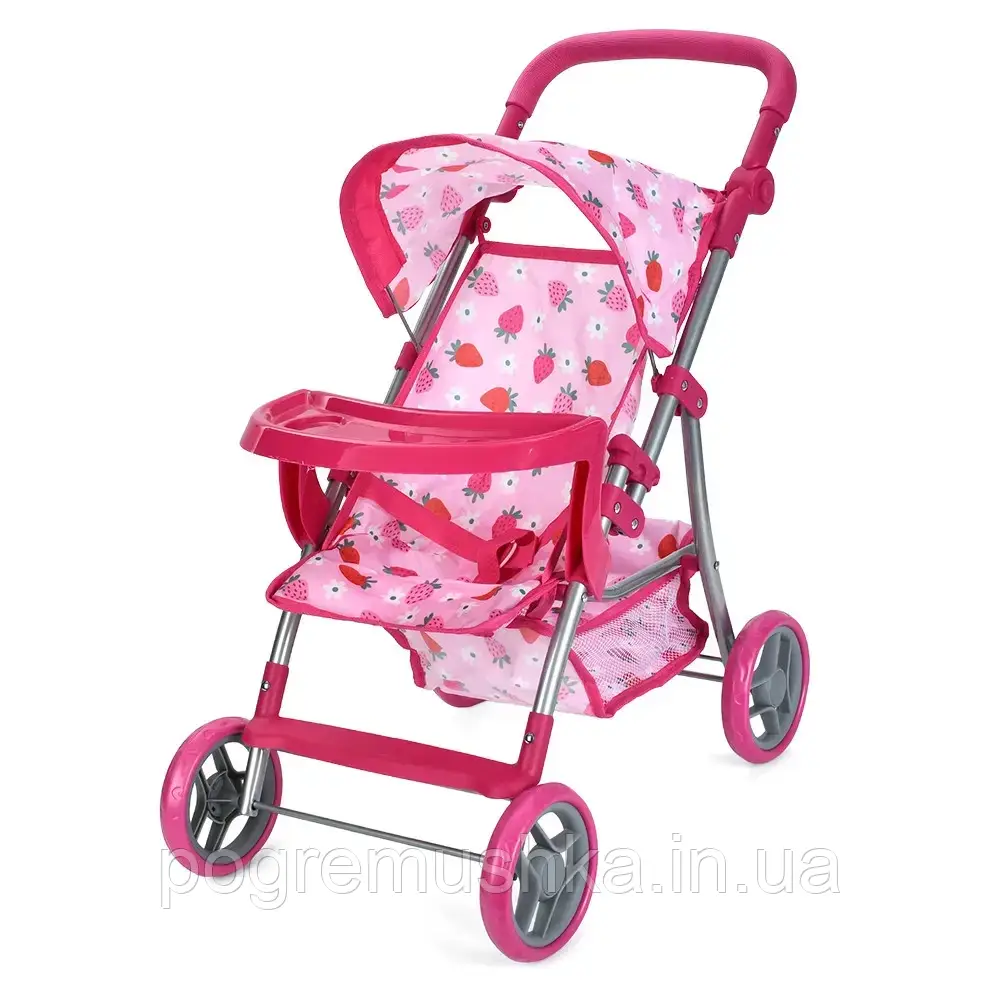 Коляска для ляльок Melogo 9366T/018 з регульованою ручкою, козирком, кошиком та бампером