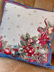 Новорічна наволочка гобеленова 45*45 см KISS1375AZ-FN