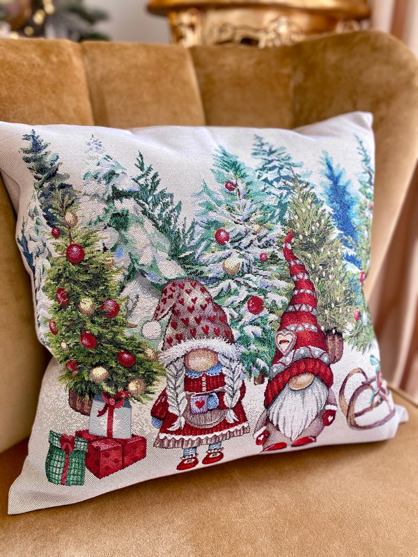 Новорічна наволочка гобеленова 45*45 см KISS4072, фото 1