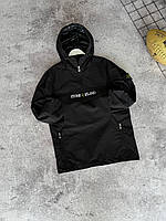 Чоловічі анораки повсякденні Stone Island Чорна куртка спортивна Стон Айленд із капюшоном, Вітровка демісезонна для прогулянок