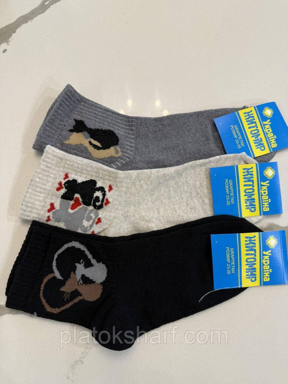 Шкарпетки, жіночі шкарпетки Бавовняні «Кольорові з малюнками асорті»