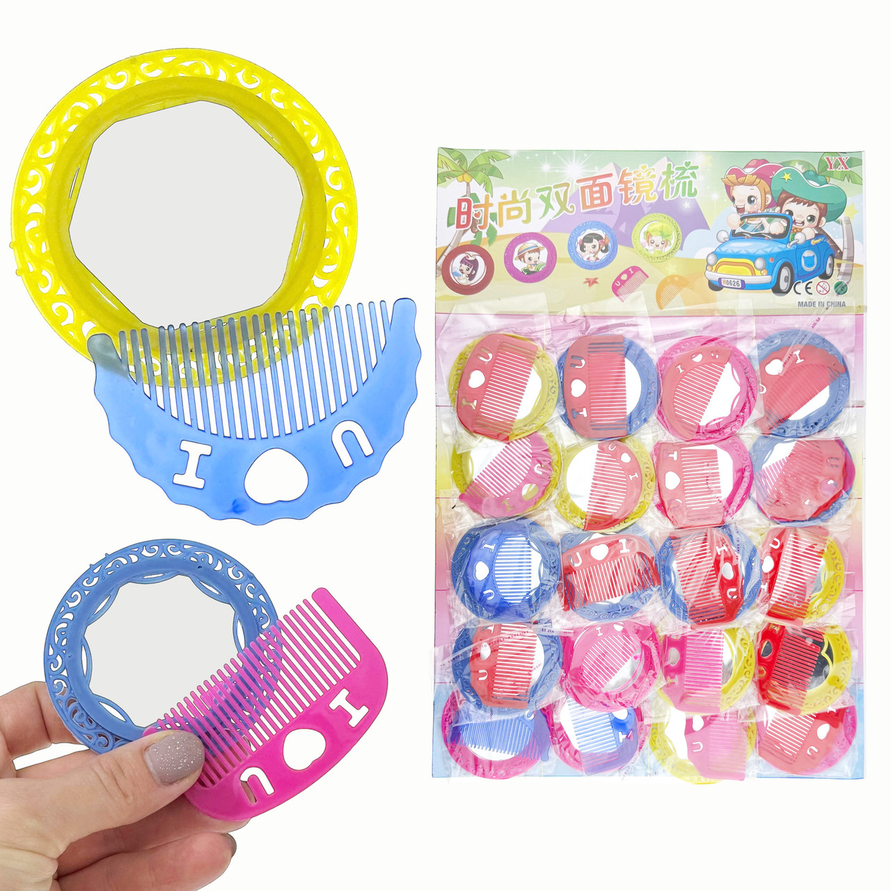 Гребінець для волосся з дзеркалом набір 20 шт., фото 1