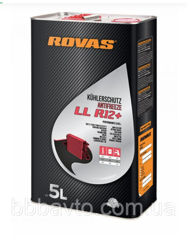 Антифриз концентрат Rovas Antifreeze G12/G12+ Червоний кан 5 л (Ви-во ROVAS), фото 1
